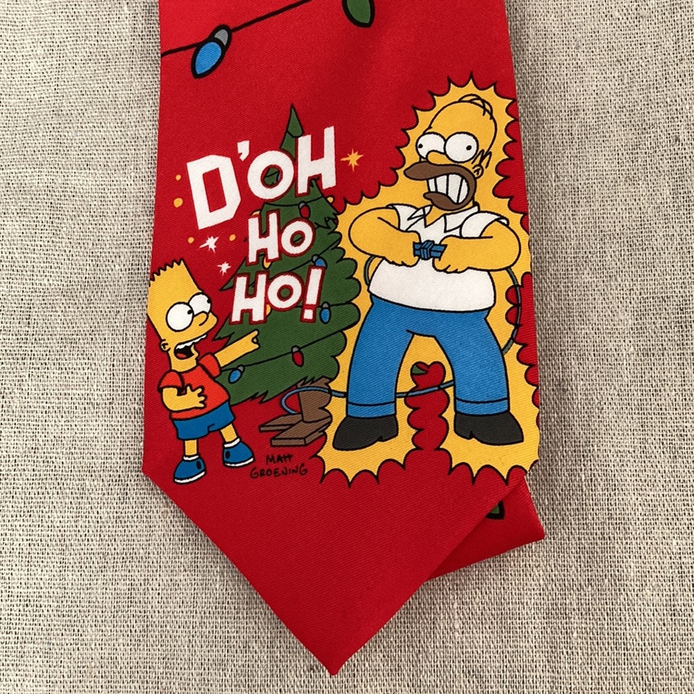 NWT Vintage and rare "The Simpsons" red Christmas necktie